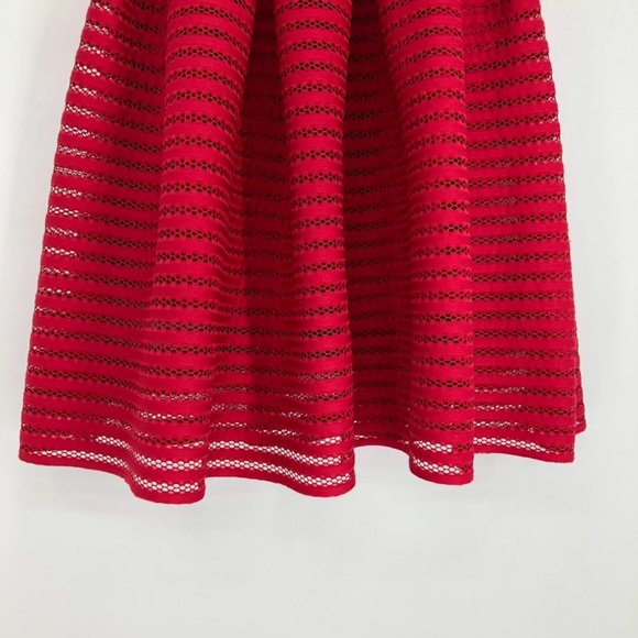 Maje Red Eyelet Trim Puffy Retro High Waist Knee Length Skirt 1 or S - Picture 6 of 16